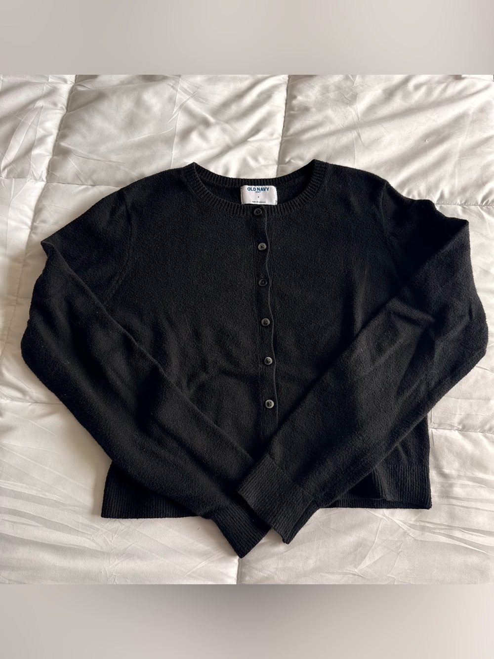 Old Navy Black Crewneck Button-Front Cardigan